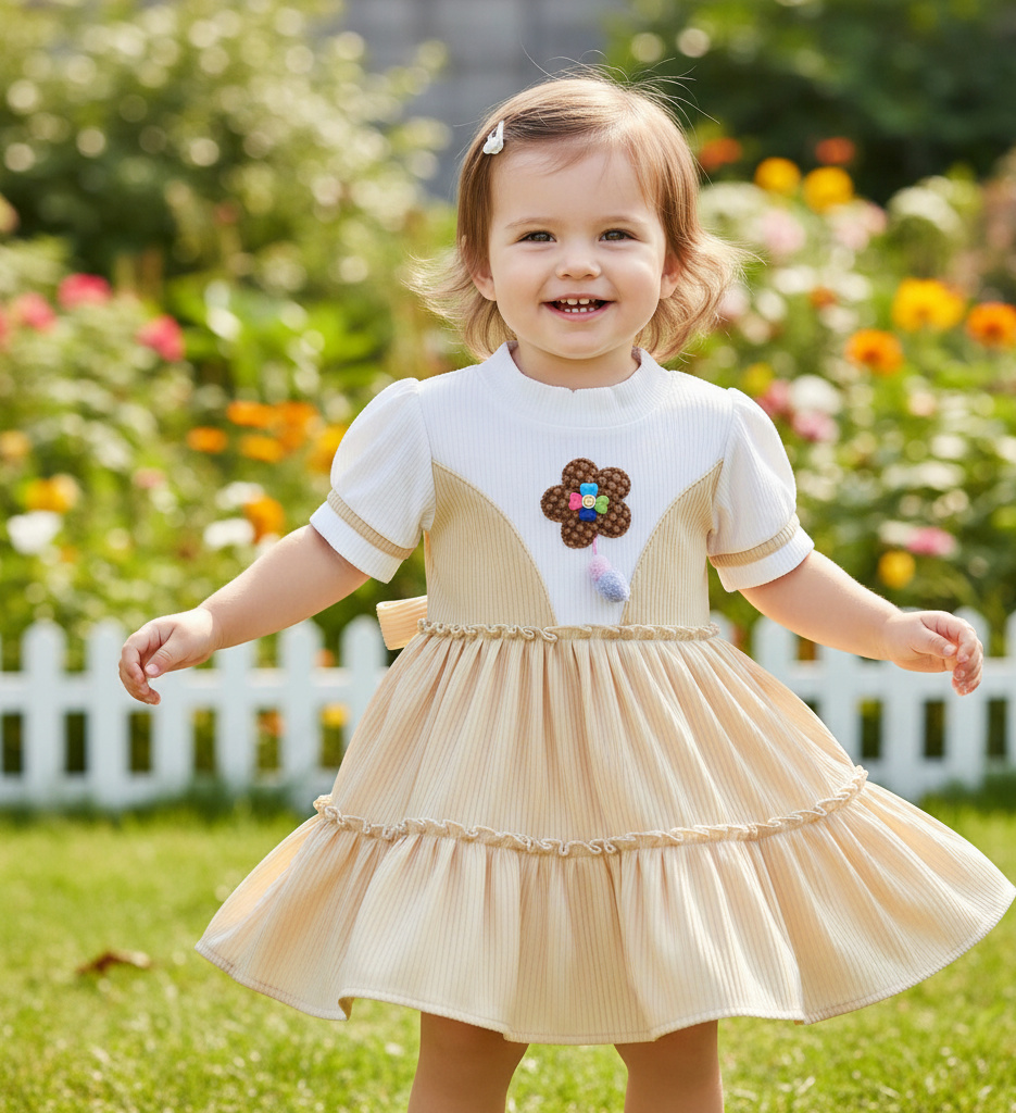 Hilytrends Baby Girls Below Knee Party Dress (Green, Pink, Short Sleeve)
