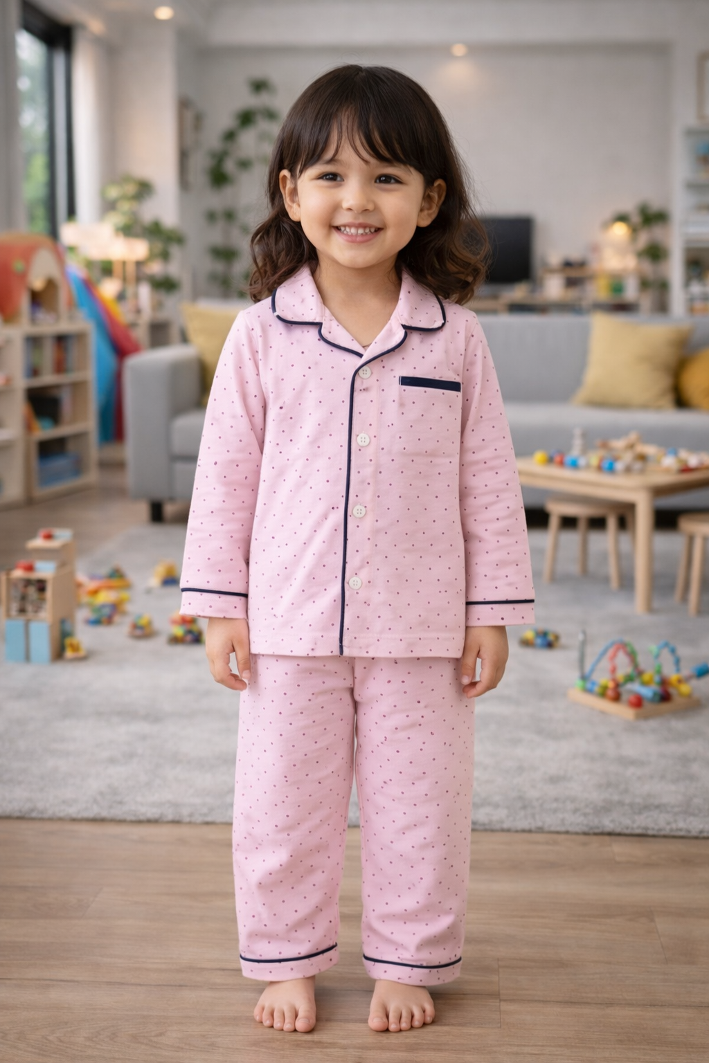 girls & Baby Girls and boy Night Suit Set white Self Design