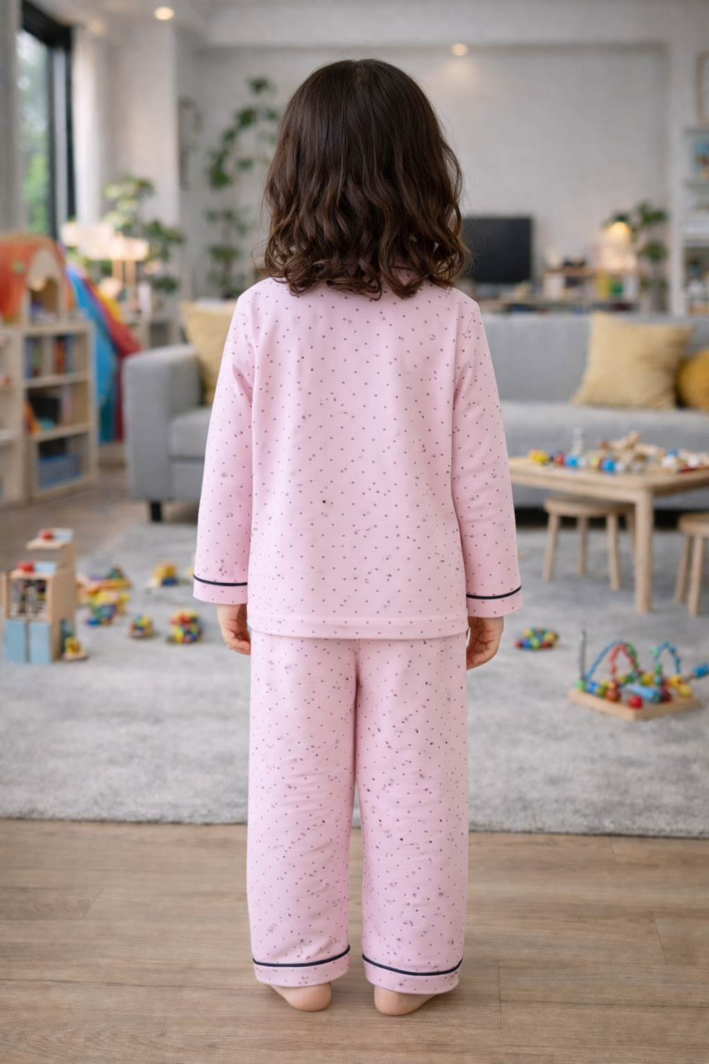 girls & Baby Girls and boy Night Suit Set white Self Design