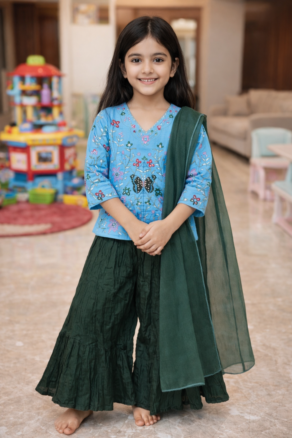 Hilytrends Girls Festive & Party Kurta, Dhoti Pant & Dupatta Set