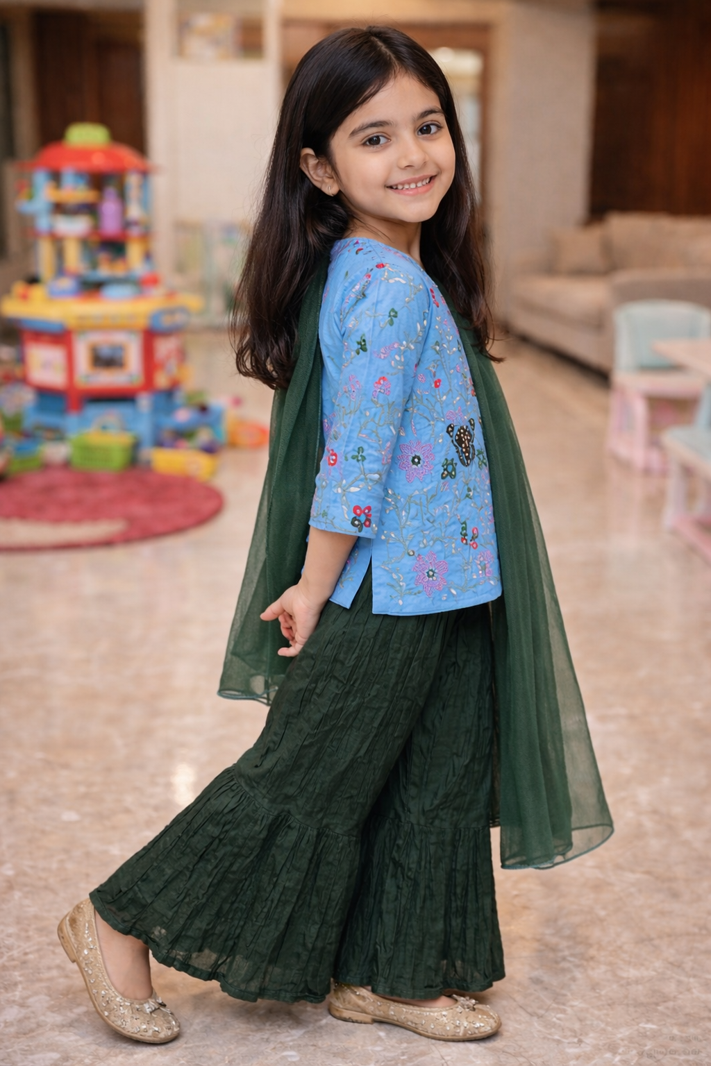 Hilytrends Girls Festive & Party Kurta, Dhoti Pant & Dupatta Set
